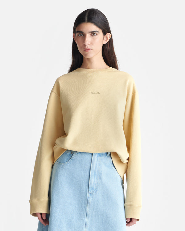 Nanushka Remy - Printed Cotton-Fleece Sweatshirt - Creme/Black/Gingerbread Hear