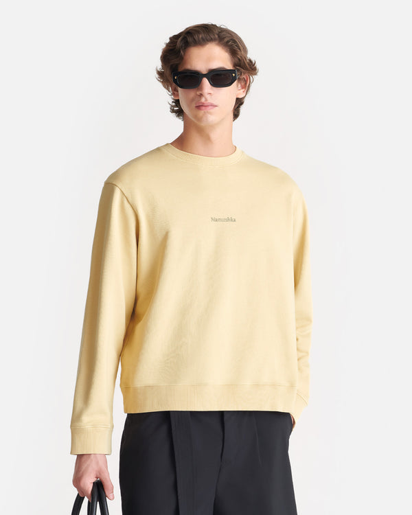 Nanushka Remy - Printed Cotton-Fleece Sweatshirt - Creme/Black/Gingerbread Hear