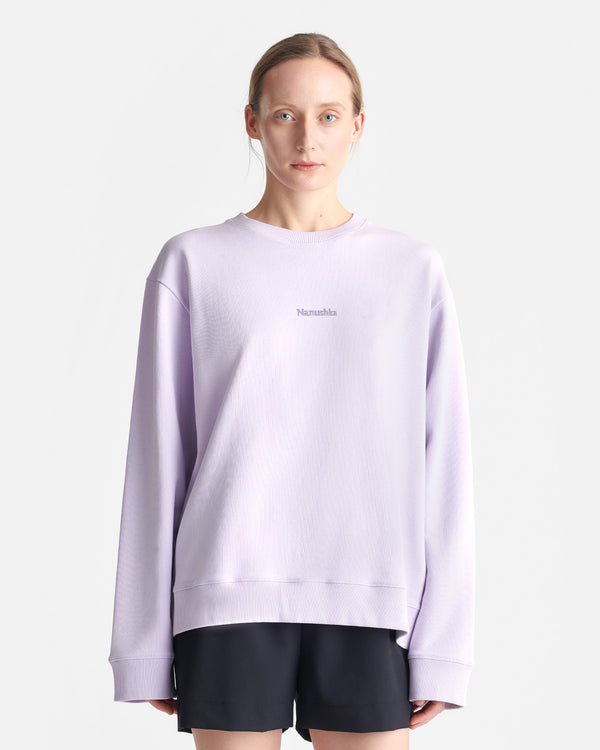 Nanushka Remy - Printed Cotton-Fleece Sweatshirt - Lilac/Black/Books