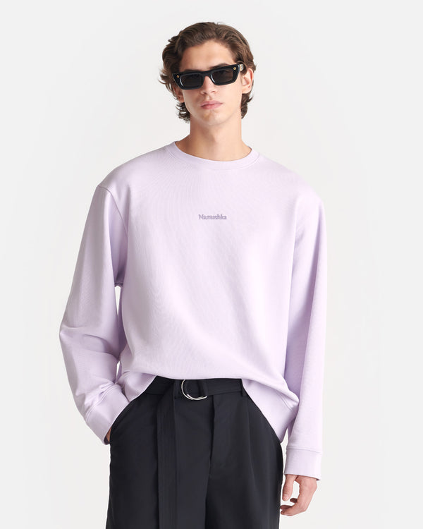 Nanushka Remy - Printed Cotton-Fleece Sweatshirt - Lilac/Black/Books
