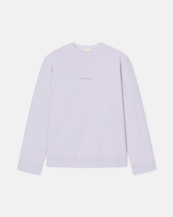 nanushka Remy - Printed Cotton-Fleece Sweatshirt - Lilac/Black/Books