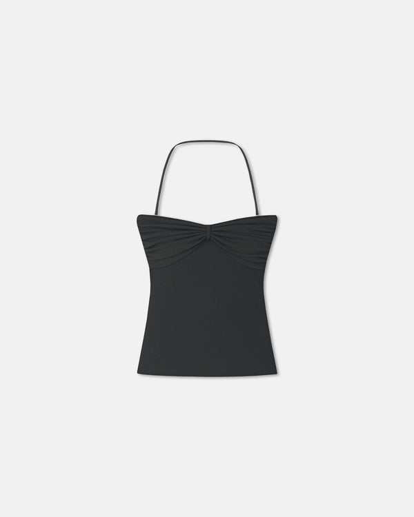 Nanushka Rissa - Halter Neck Mesh Jersey Top - Anthracite