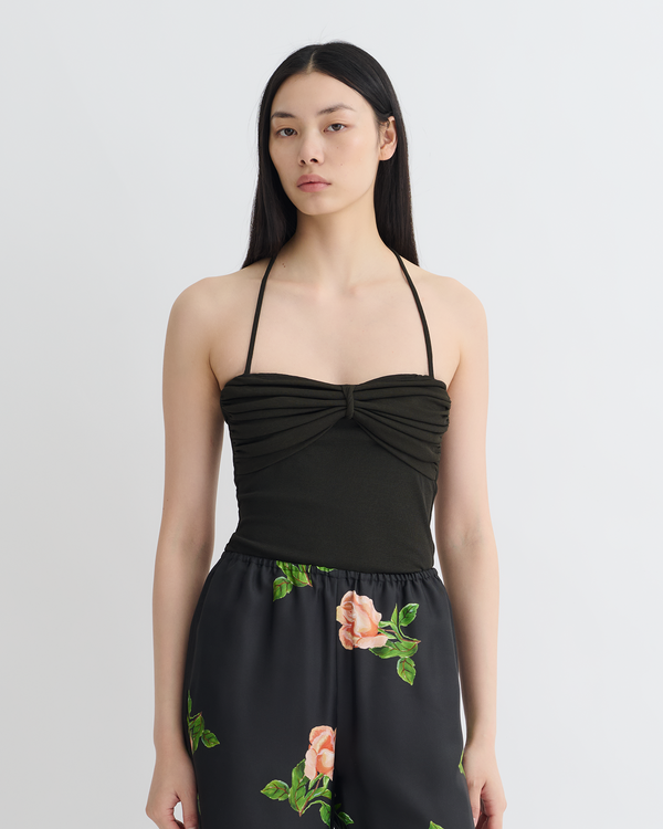 nanushka Rissa - Halter Neck Mesh Jersey Top - Anthracite