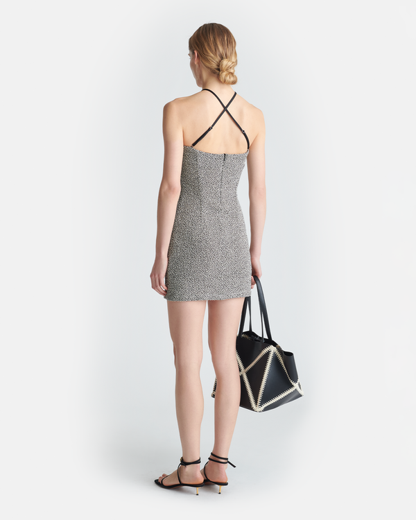 Nanushka Rois - Loopback Cotton Mini Dress - Black/Creme Mouline