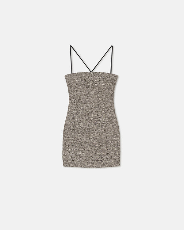 Nanushka Rois - Loopback Cotton Mini Dress - Black/Creme Mouline