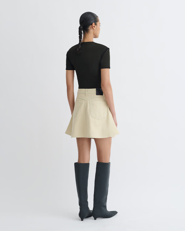 Nanushka Sabelle - Cropped Mesh Jersey T-Shirt - Antracite/Black