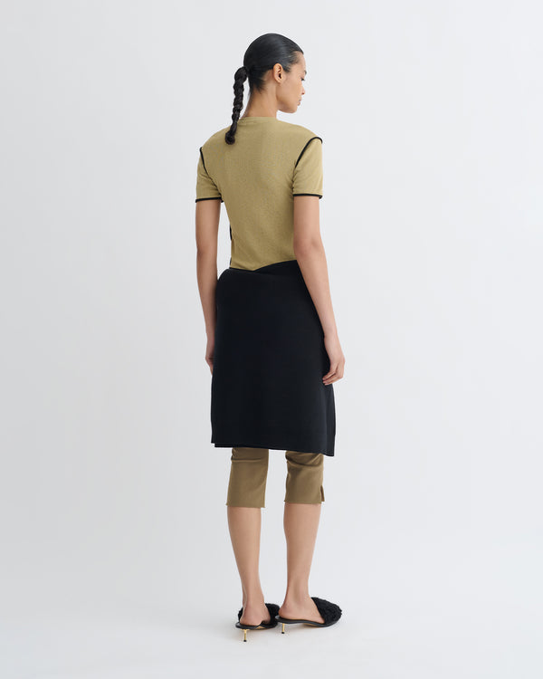 Nanushka Sabelle - Cropped Mesh Jersey T-Shirt - Sand/Anthracite