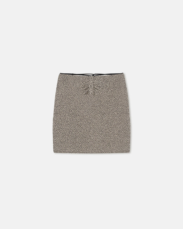 Nanushka Sammy - Loopback Cotton Mini Skirt - Black/Creme Mouline
