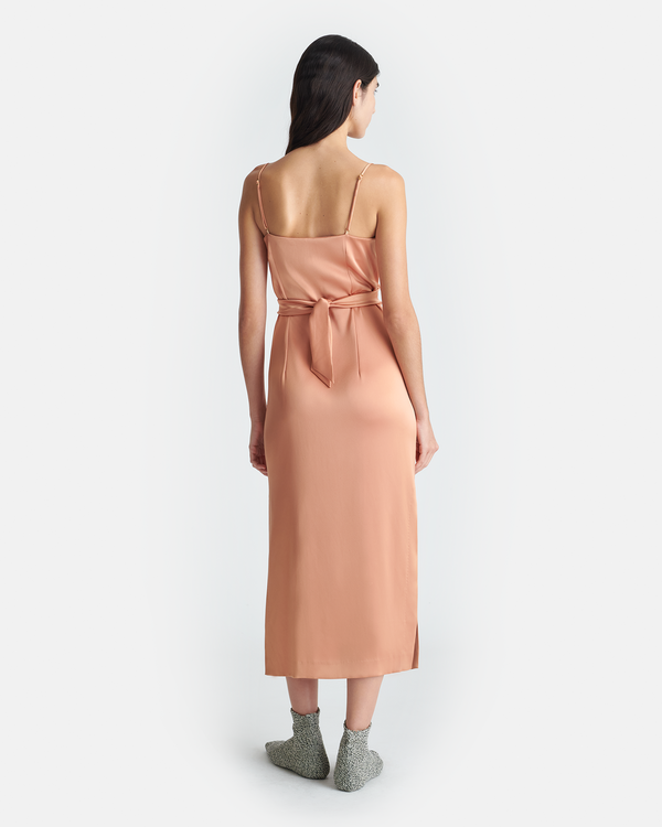 Nanushka Sayan - Draped Slip Satin Midi Dress - Apricot
