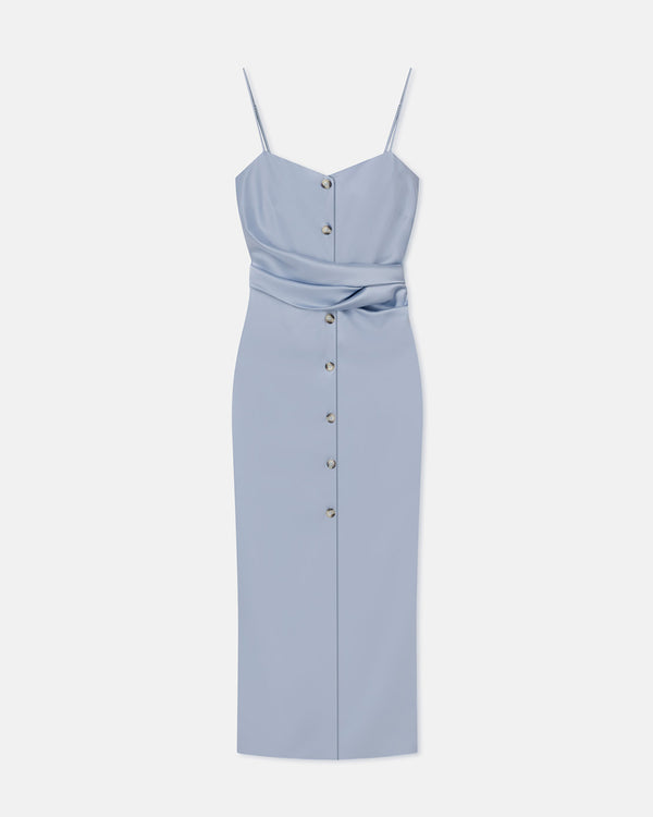 Nanushka Sayan - Draped Slip Satin Midi Dress - Ice Blue