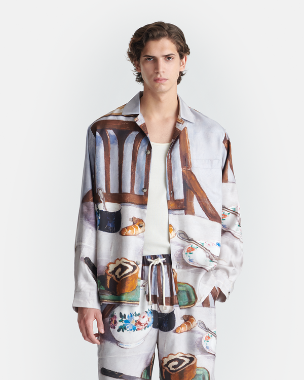 Nanushka Sebler - Printed Silk Twill Shirt - Poppyseed Cake