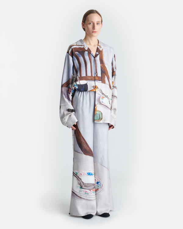 Nanushka Sebler - Printed Silk Twill Shirt - Poppyseed Cake