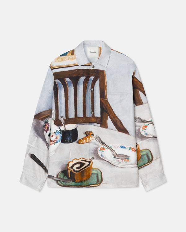 nanushka Sebler - Printed Silk Twill Shirt - Poppyseed Cake