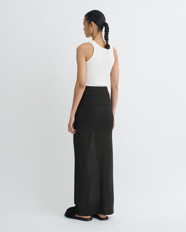 Nanushka Shanda - Draped Mesh Jersey Maxi Skirt - Anthracite