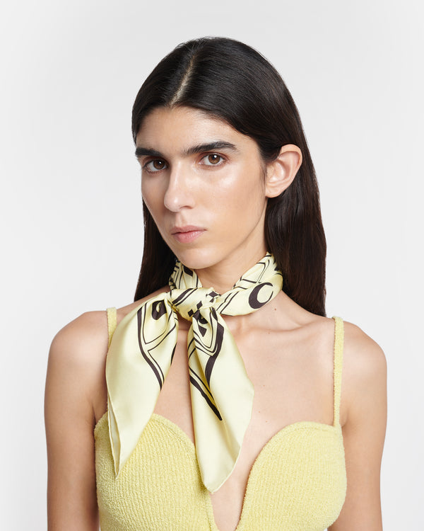 Nanushka Shoul - Printed Silk Scarf - Moonbeam/Brown Kopjafa