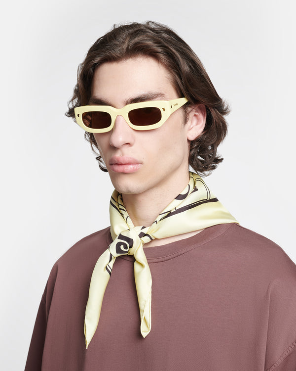 Nanushka Shoul - Printed Silk Scarf - Moonbeam/Brown Kopjafa