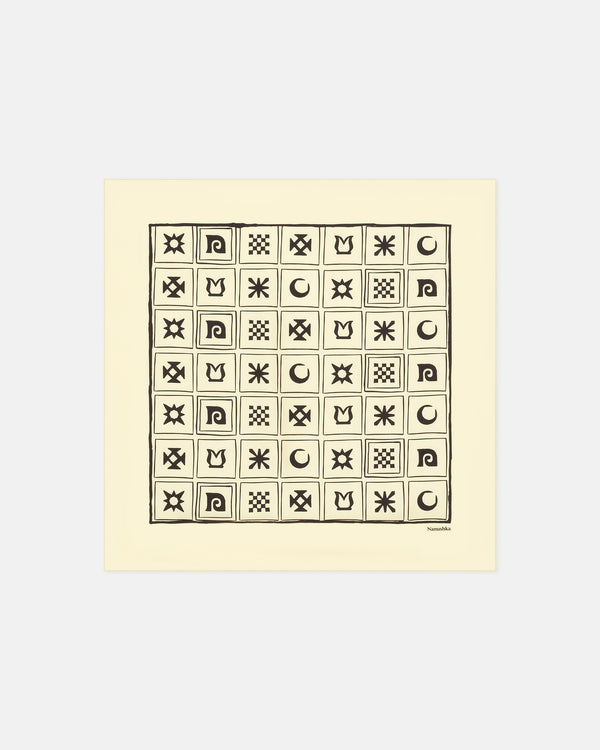 nanushka Shoul - Printed Silk Scarf - Moonbeam/Brown Kopjafa