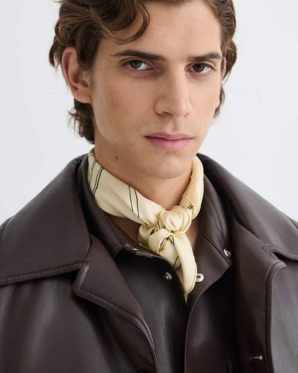 Nanushka Shoul - Printed Silk Scarf - Symbol Argyle Creme/Black