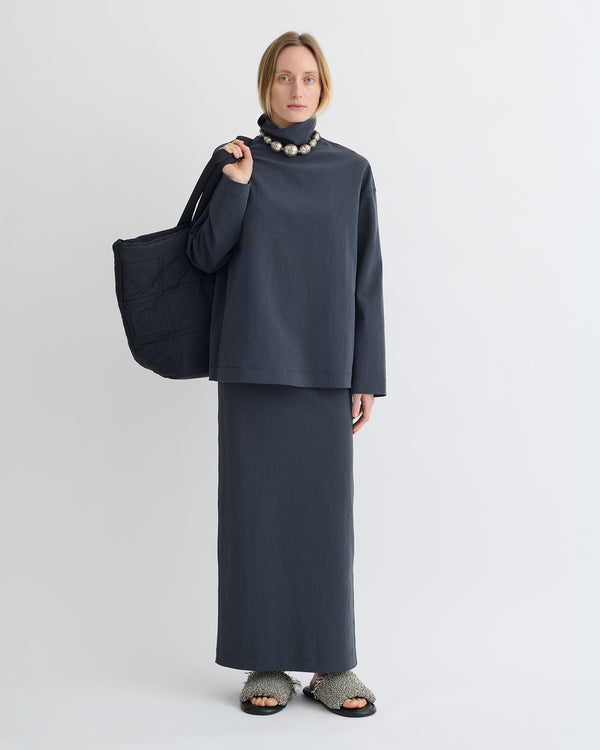 Nanushka Sitara - Paper Jersey Turtleneck Top - Dusty Blue