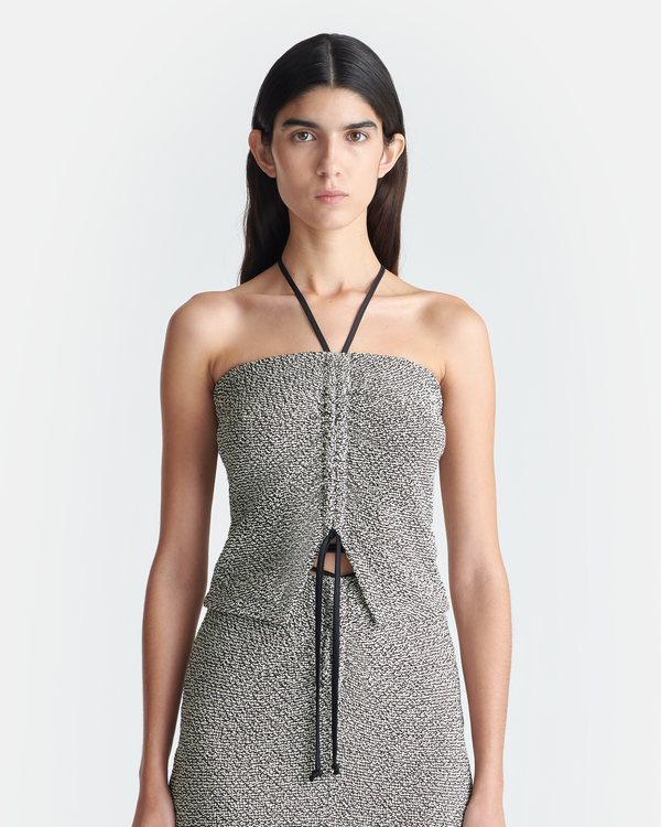 nanushka Soraia - Loopback Cotton Top - Black/Creme Mouline