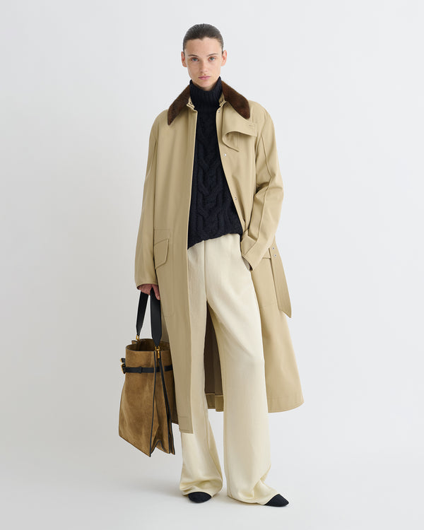 Nanushka Talbot - Bonded Trench/Faux Fur Coat - Beige/Brown