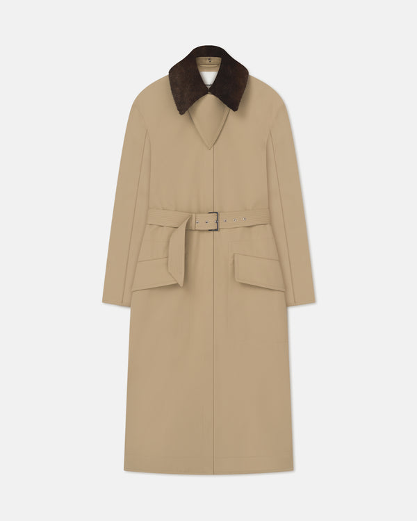 nanushka Talbot - Bonded Trench/Faux Fur Coat - Beige/Brown