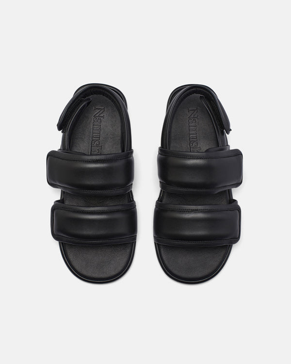 Nanushka Tarrus - Rounded Toe Padded Flat Sandals - Black