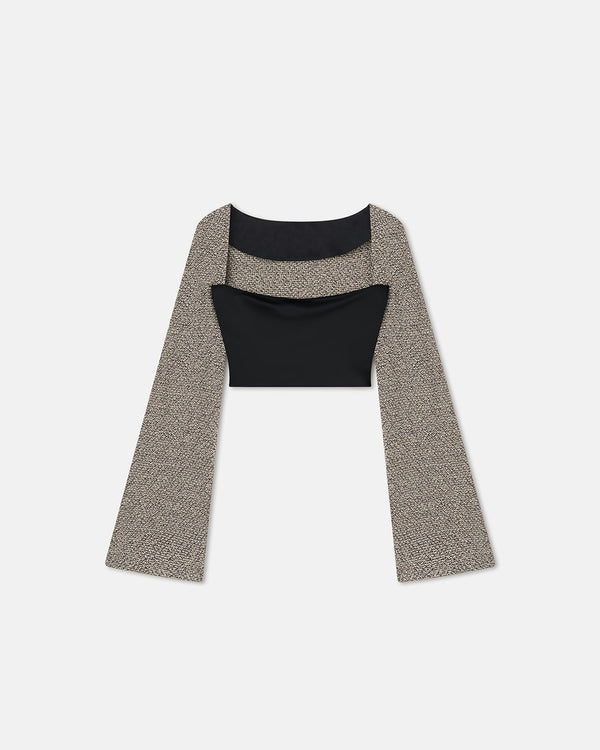 Nanushka Tasula - Slip Satin And Loopback Cotton Top - Black/Mouline