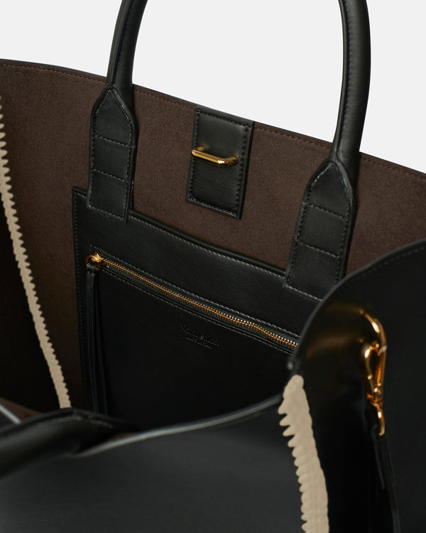 Nanushka The Compass Tote - Crochet Tote Bag - Black/Creme