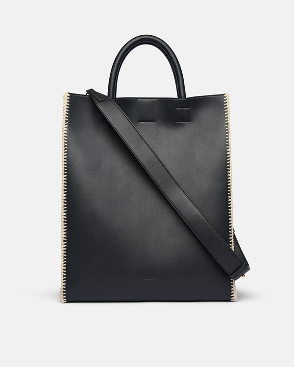 nanushka The Compass Tote - Crochet Tote Bag - Black/Creme