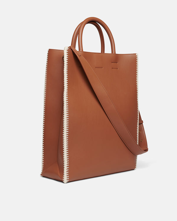 Nanushka The Compass Tote - Crochet Tote Bag - Tan/Crème