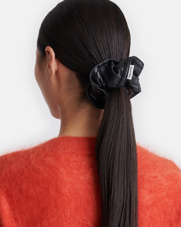 Nanushka Trish - Twisted Regenerated Leather Scrunchie - Black