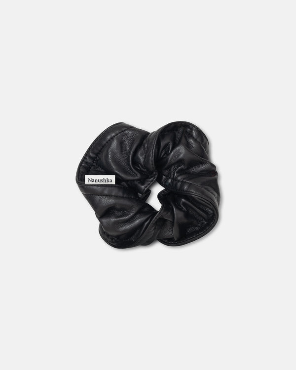 nanushka Trish - Twisted Regenerated Leather Scrunchie - Black