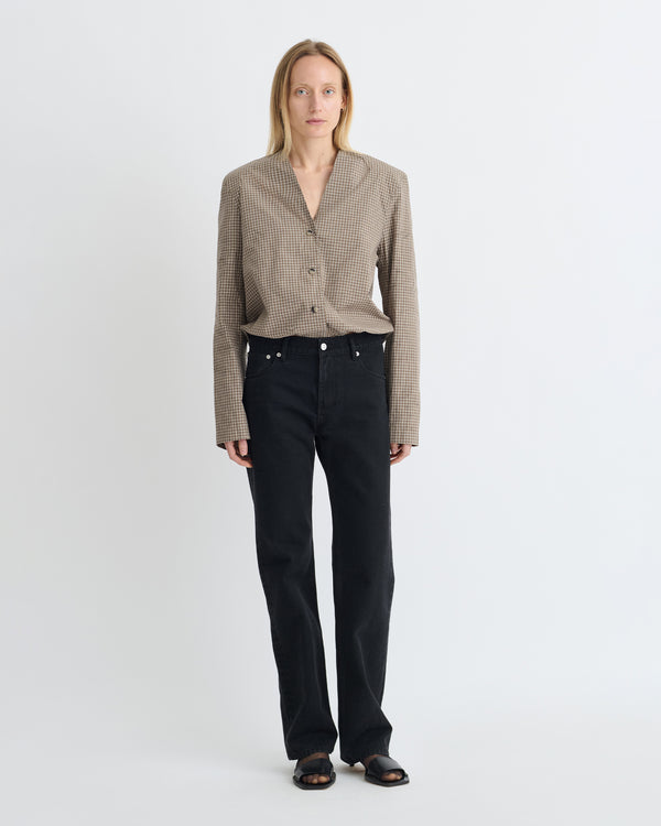 Nanushka Tristin - Checked Shirting Shirt - Brown/Creme