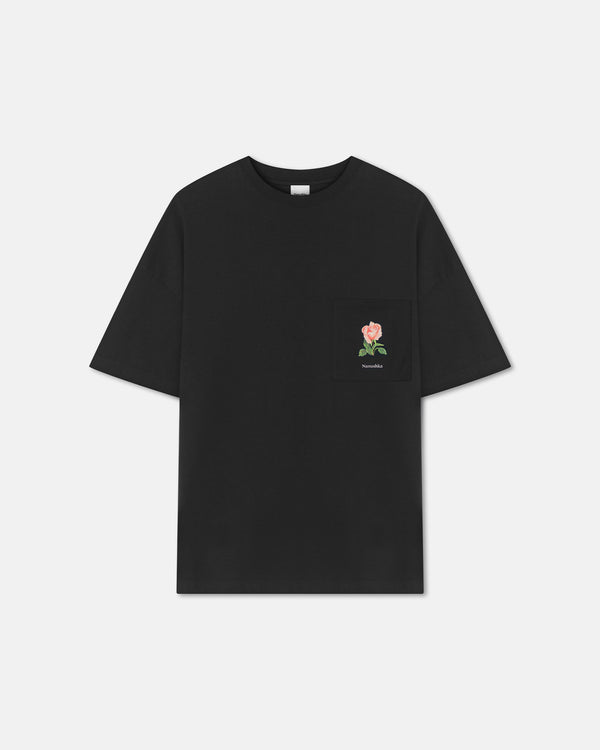 nanushka Wren - Printed Cotton-Jersey T-Shirt - Black/Roses
