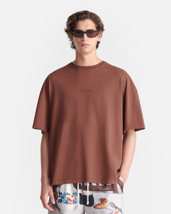 Nanushka Wren - Printed Cotton-Jersey T-Shirt - Rust/Poppyseed Cake