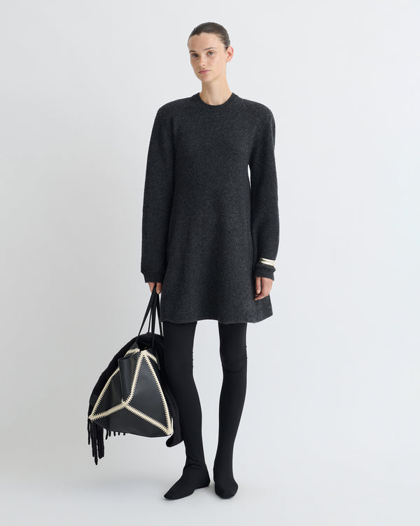 Nanushka Yetta - Overwashed Merino Mini Dress - Charcoal