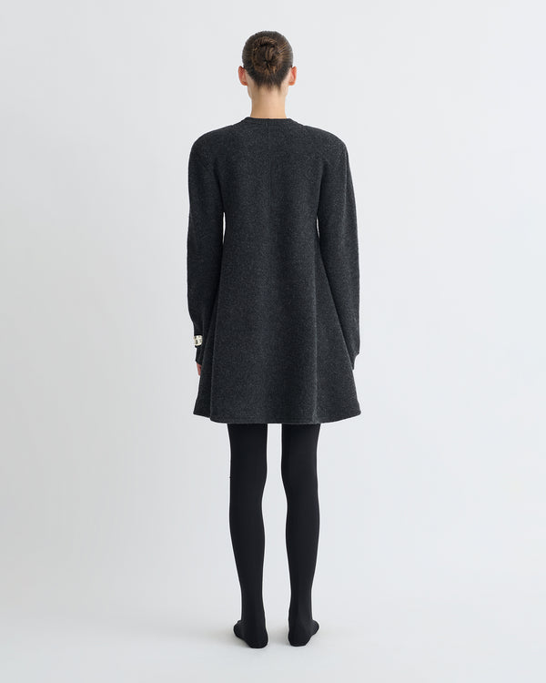 Nanushka Yetta - Overwashed Merino Mini Dress - Charcoal