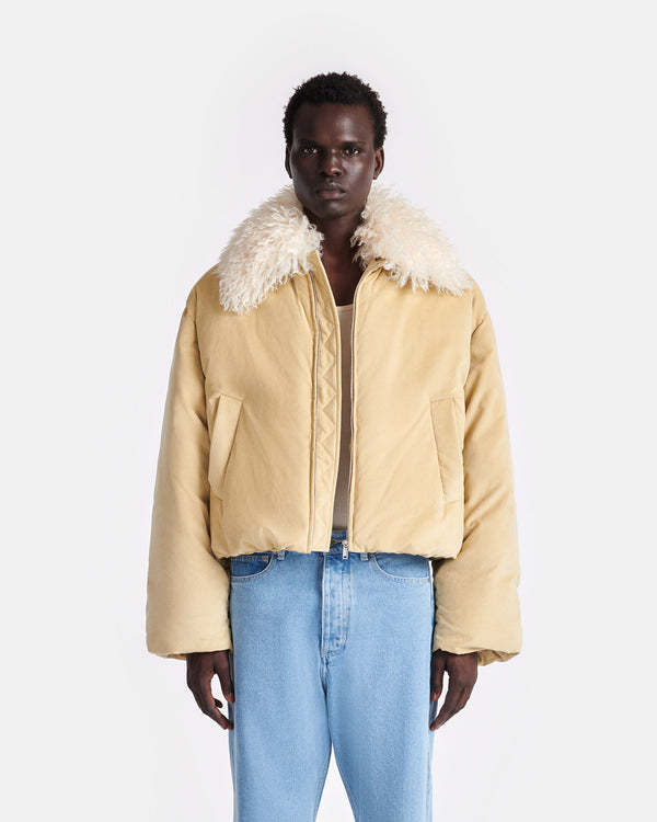 Nanushka Zacharie - Alt-Suede And Faux-Fur Jacket - Beige/Creme