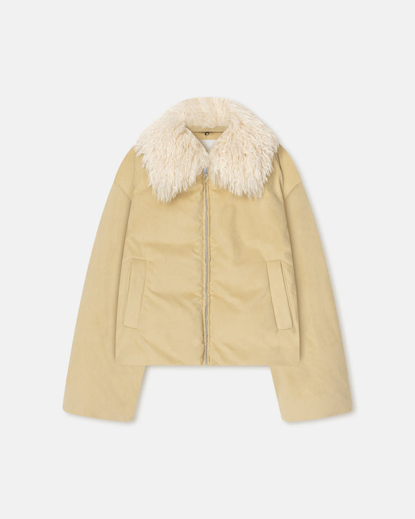 nanushka Zacharie - Alt-Suede and Faux-Fur Jacket - Beige/Creme