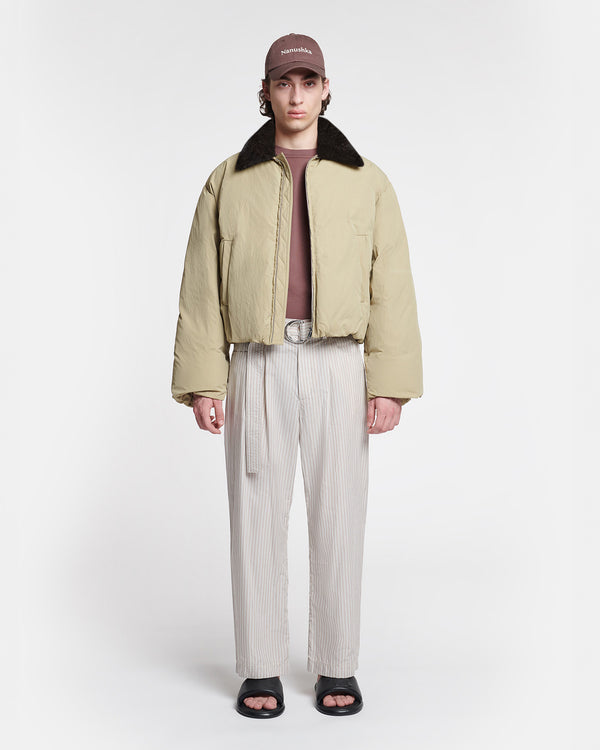 Nanushka Zacharie - Faux Fur And Tech Nylon Jacket - Sage/Black