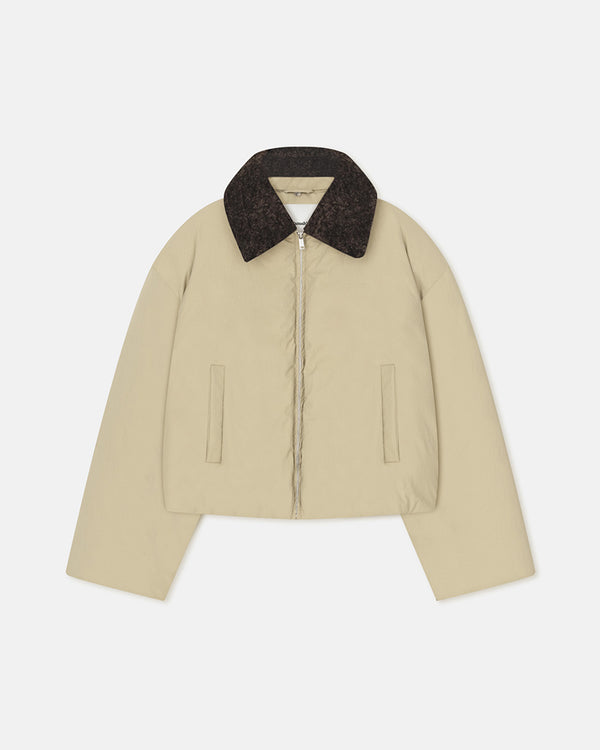 nanushka Zacharie - Faux Fur and Tech Nylon Jacket - Sage/Black