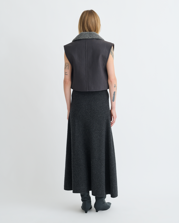 Nanushka Zalina - Wax Cotton And Faux Shearling Vest - Graphite