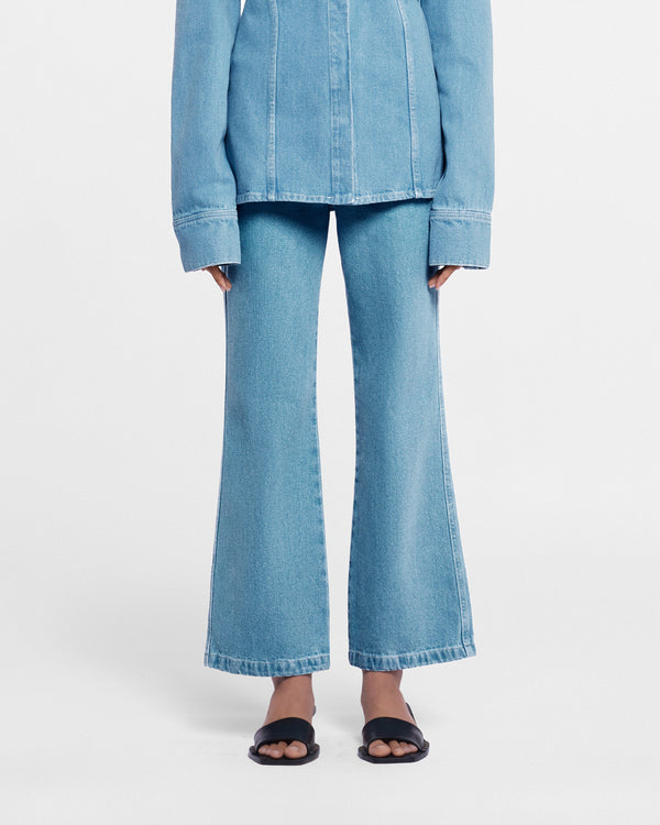Nanushka Zoey - Cropped Kick-Flare Jeans - Eco Light Wash