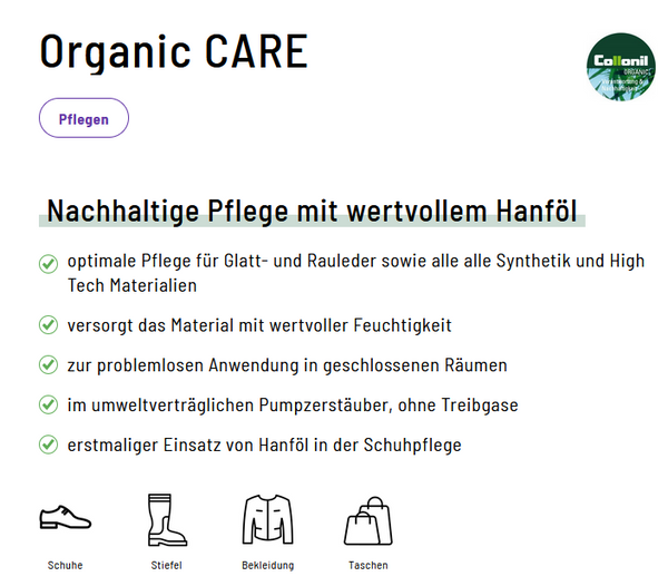 Nat 2 Coilex Collonil Organic Care Spray 200 Ml Vegan