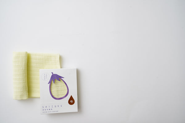 Nat 2 Fukuroya Thies 1856 ® X Fukuroya Shizuku Gauze Wash Towel Natural Dyed Eggplant Balmy Yellow