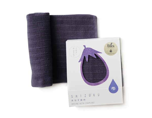 nat 2 Fukuroya thies 1856 ® x Fukuroya Shizuku Gauze Wash Towel natural dyed eggplant dusky purple