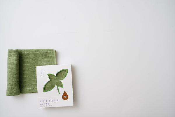 Nat 2 Fukuroya Thies 1856 ® X Fukuroya Shizuku Gauze Wash Towel Natural Dyed Basil Green