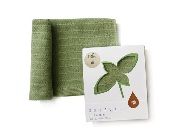 nat 2 Fukuroya thies 1856 ® x Fukuroya Shizuku Gauze Wash Towel natural dyed basil green