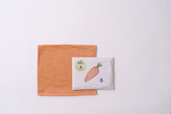 Nat 2 Fukuroya Thies 1856 ® X Fukuroya Shizuku Guest & Face Towel Natural Dyed Carrot Orange